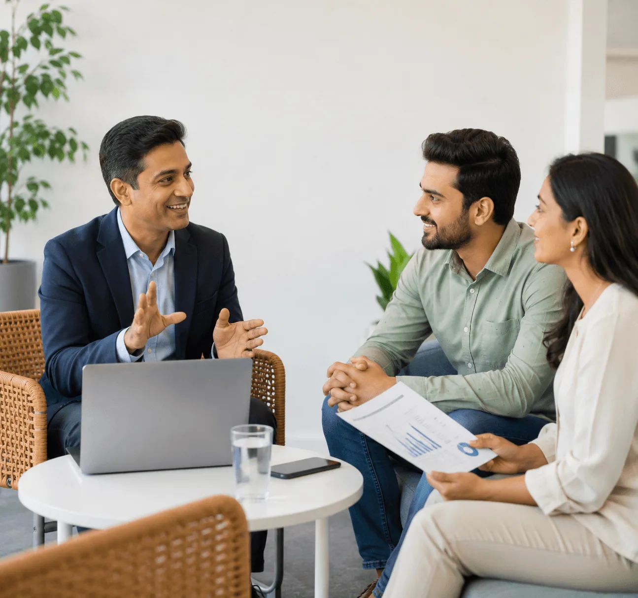 Prime Care Associates advisors discussing insurance plans with a client